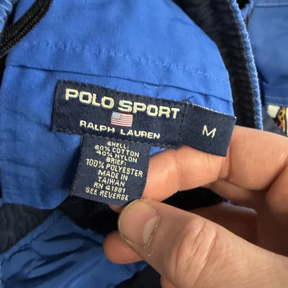 Polo Sport Ralph Lauren Shorts Men Medium Blue Swim Trunks Drawstring Lined 36x6